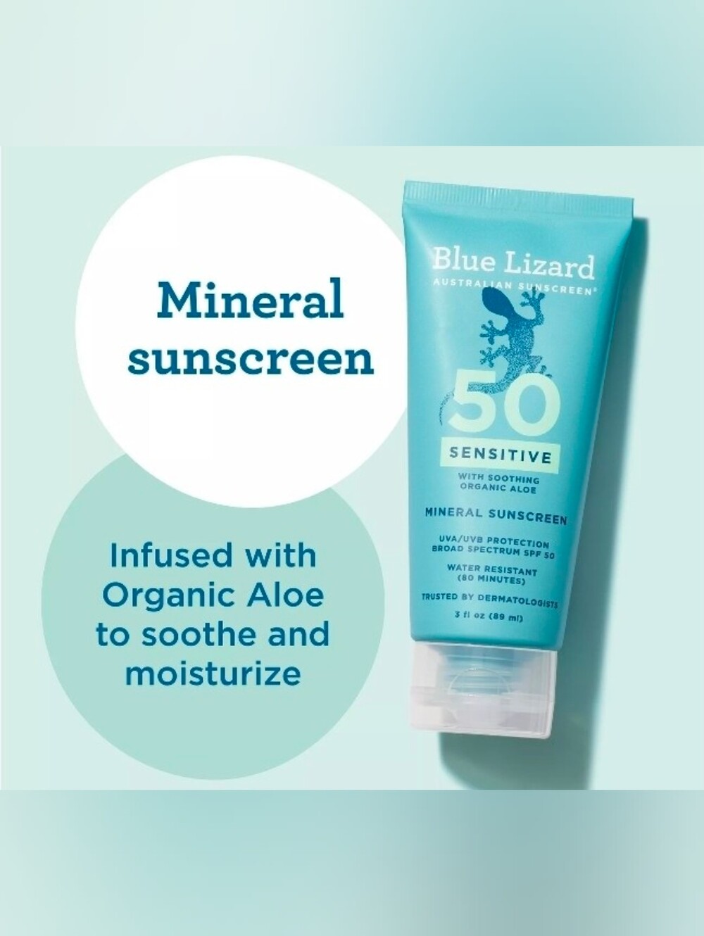 NEW BLUE LIZARD AUSTRALIAN SUNSCREEN Sensitive Mineral Sunscreen Lotion SPF 50+ - Picture 8 of 8